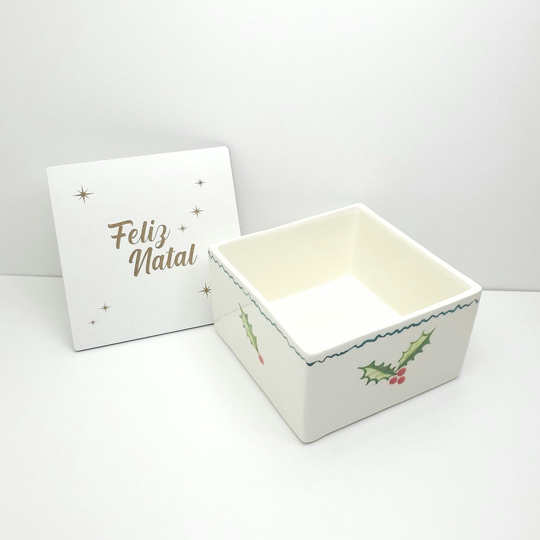 Caixa Natalícia em Cerâmica Pintada à Mão – Edição Especial 🎄