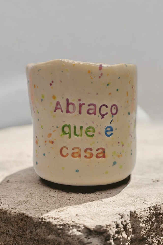 Copo cafe ceramica personalizado-abraço que é casa