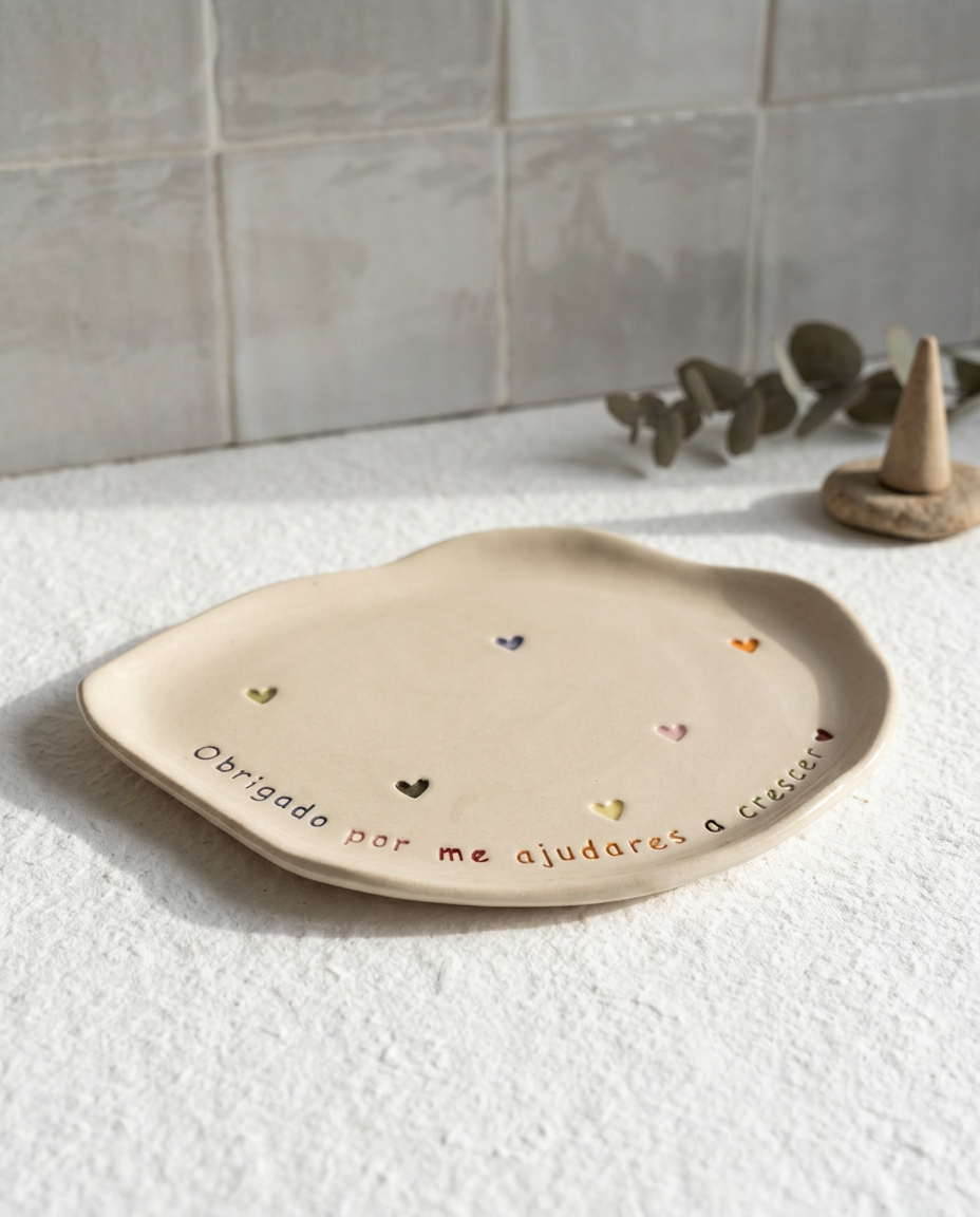 Bandeja Elisa - "Obrigado por me ajudares a crescer ♡" c/ corações