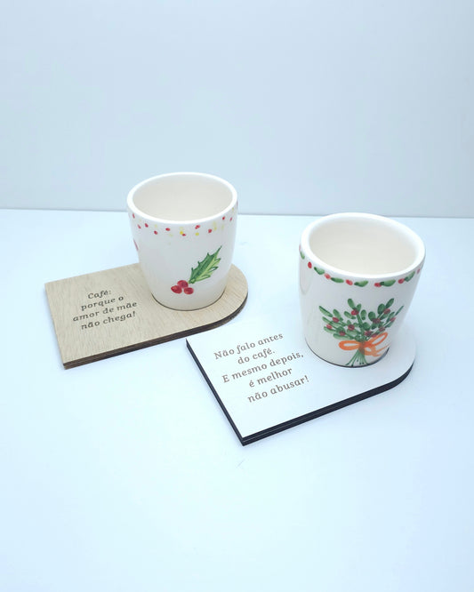 Copo de Café Natalício & Prato Personalizado