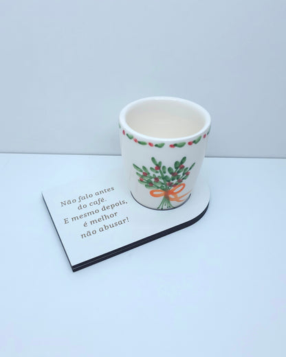 Copo de Café Natalício & Prato Personalizado