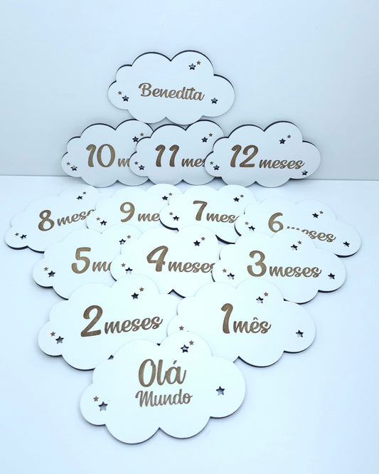 Placas de Mesversário/Milestones "Nuvenzinhas & Estrelas"