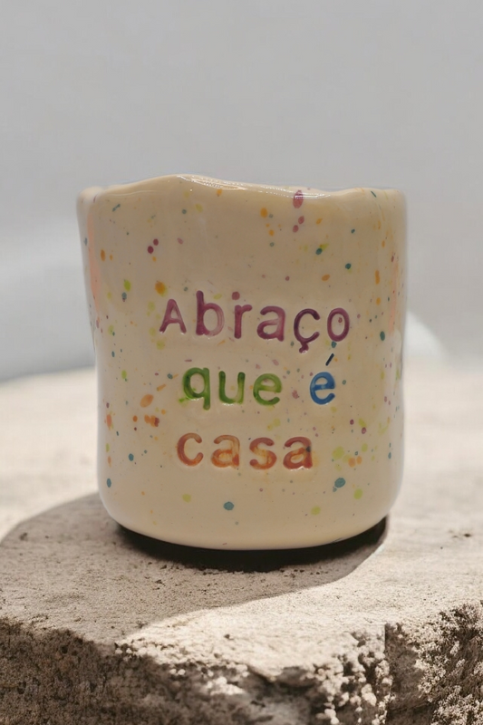 Copo cafe ceramica personalizado-abraço que é casa