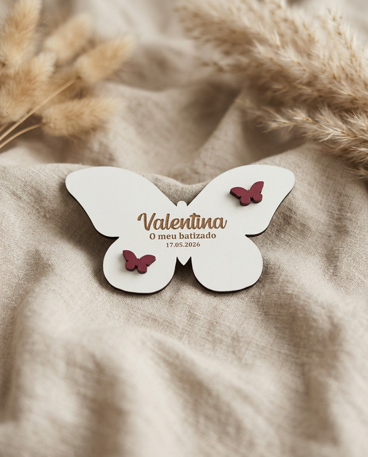 Lembrança Íman Personalizada em Madeira - Borboleta - Silhueta c/relevo